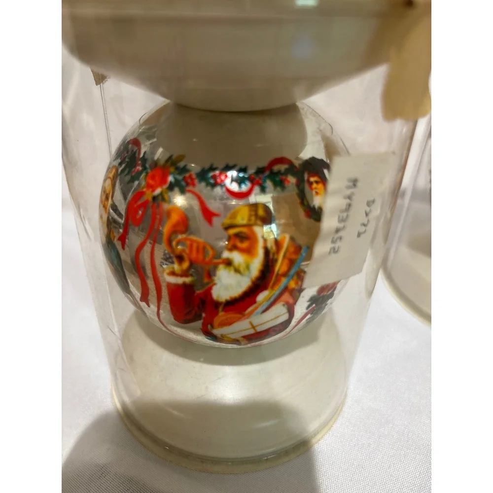 American Themes Victorian Collection Glass Christmas Ornaments Santa Set of 3